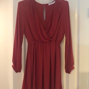 Low cut red flowy dress